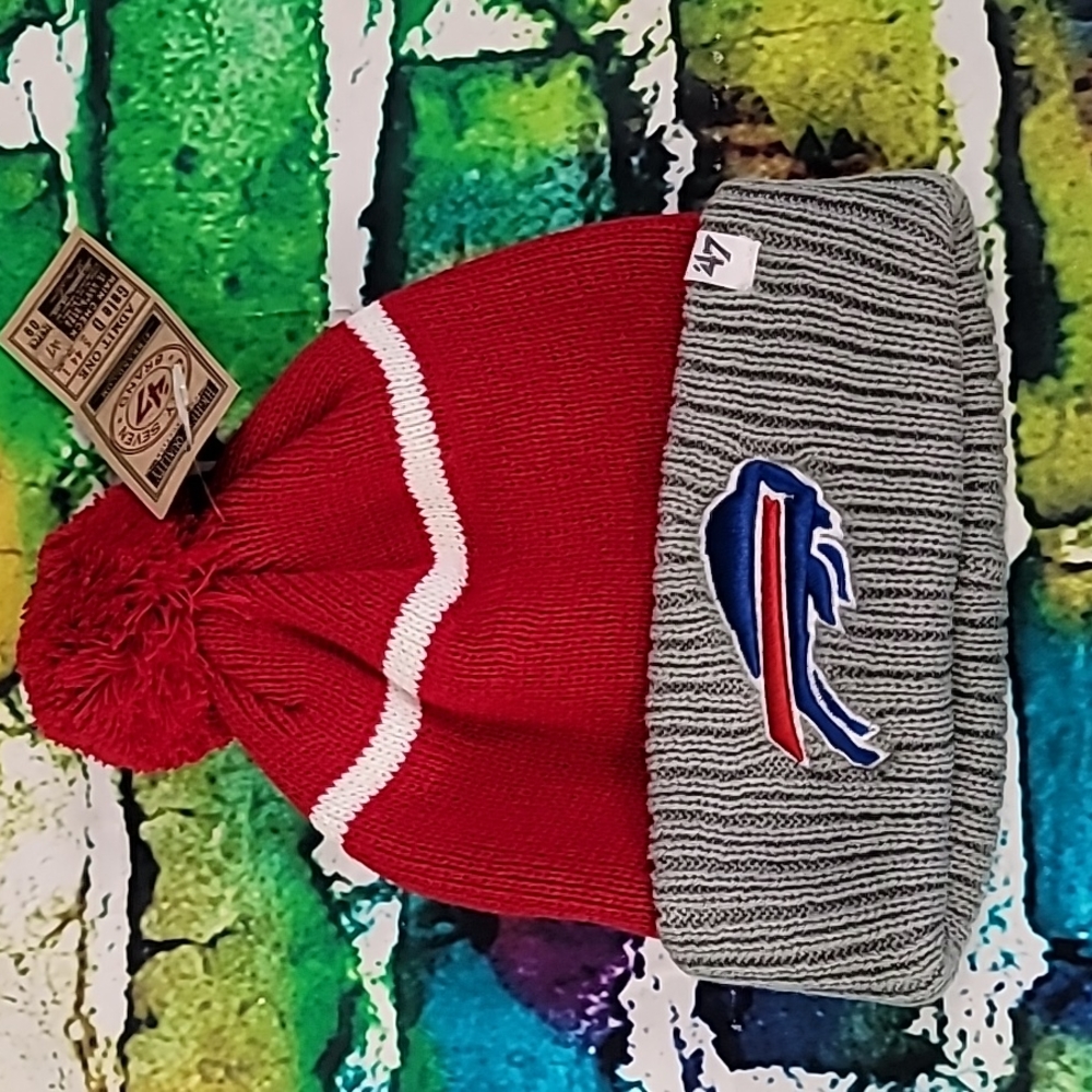 Buffalo Bills 47' Basic Knit Blue Raised Cuffed Winter Beanie Sideline K…